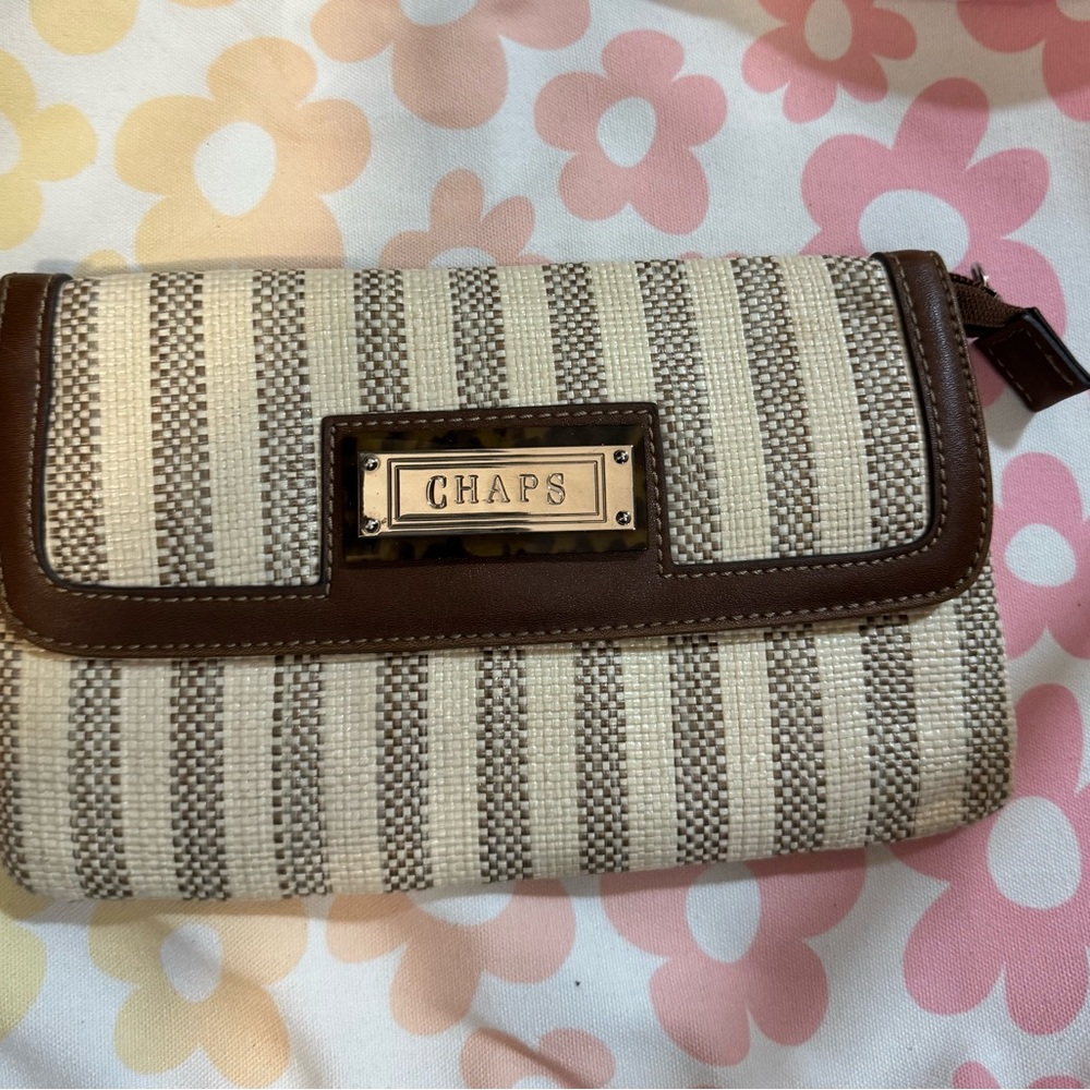 Chaps Striped Brown and Cream Clutch
